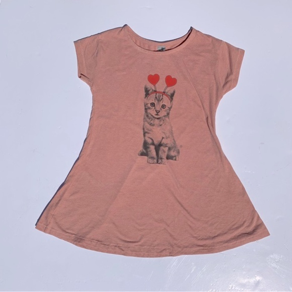 A-Line Tee Shirt Dress Kitty Cat Girls sz 6t